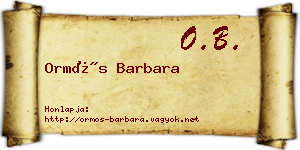 Ormós Barbara névjegykártya
